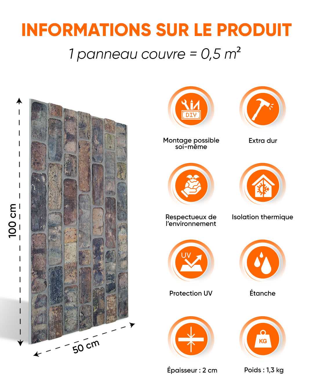 VIEILLE RUE 100x50cm Article: L-1806 Briquette De Parement 3D