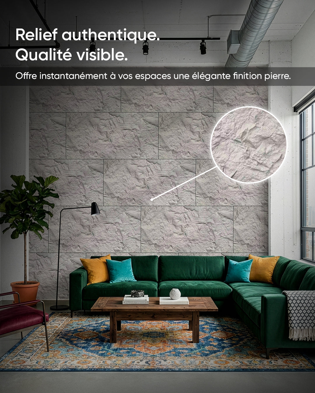 Panneaux Muraux 3D en Pierre Dark Grey Stone