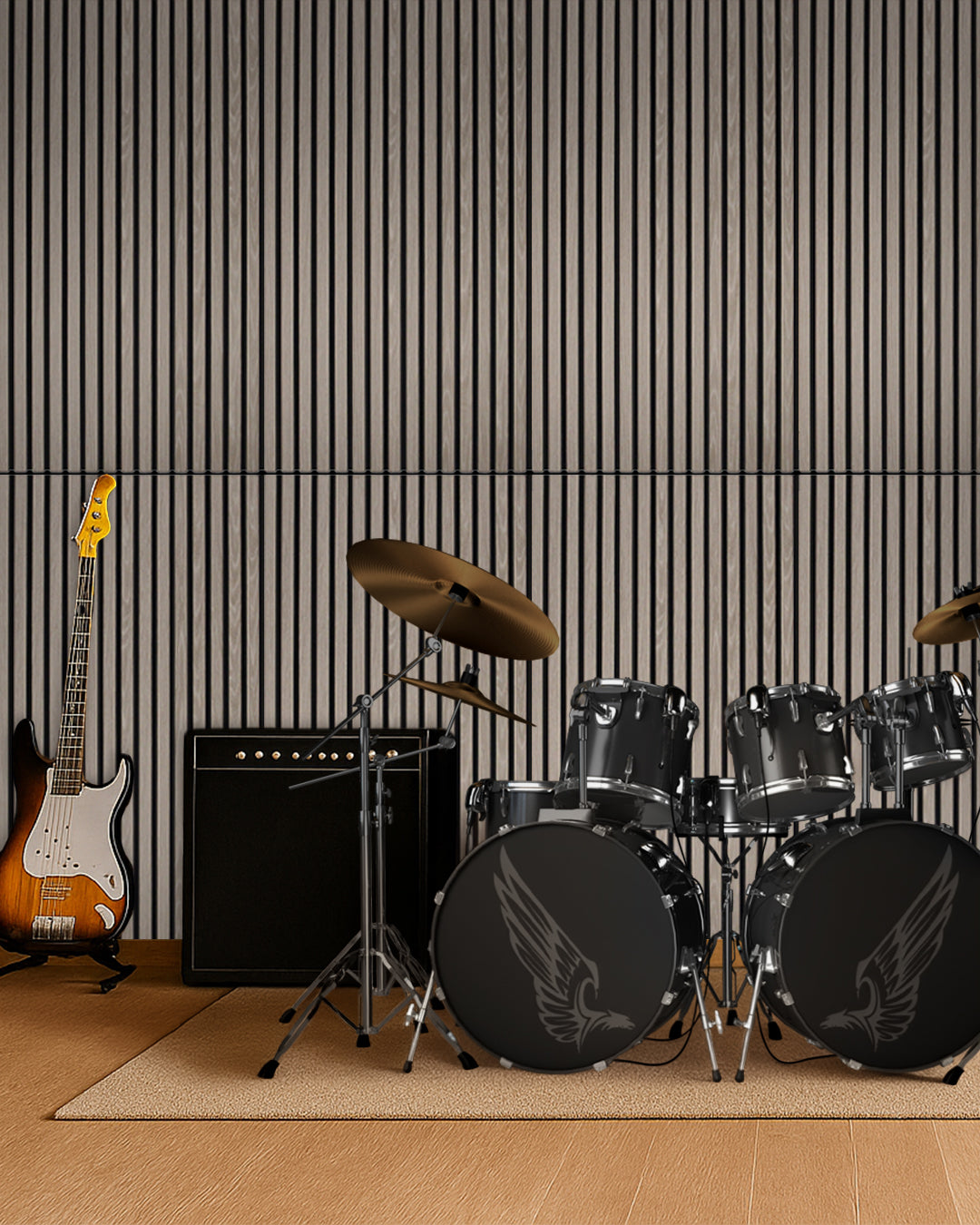 Panneaux Muraux Acoustiques en Feutrine – Set de 4 – 120×60×2,1 cm – Light Oak