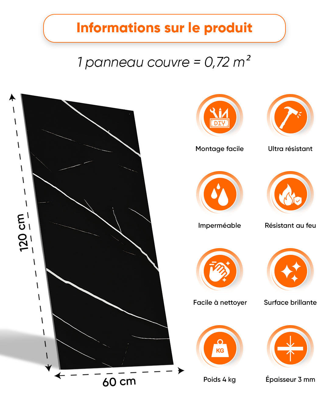 Marbre Alternative au carrelage de salle de bain/ Black Lightning V-02
