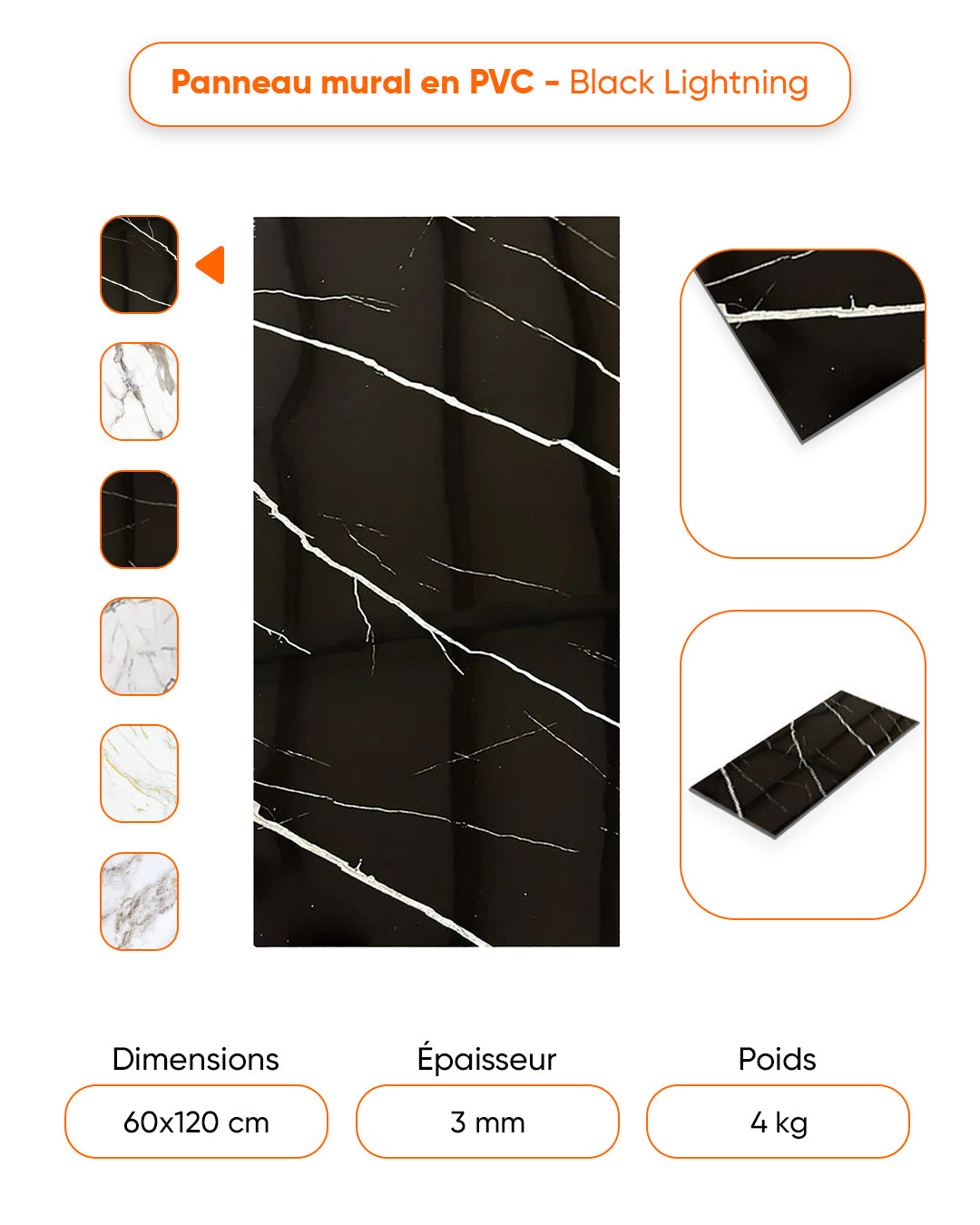 Marbre Alternative au carrelage de salle de bain/ Black Lightning V-02