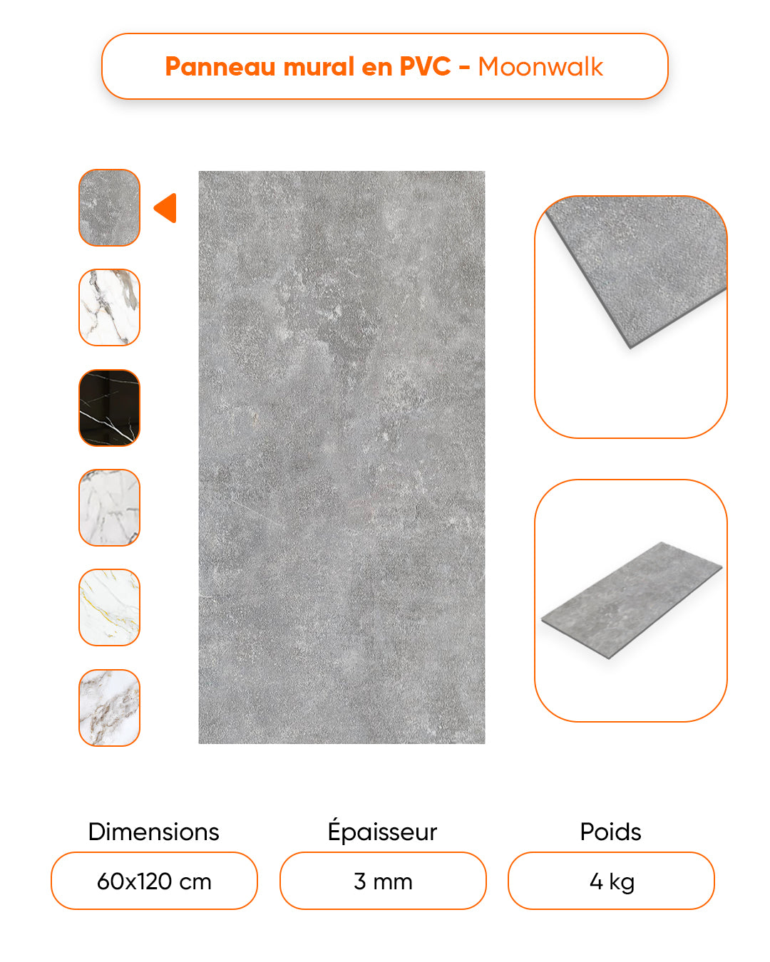 Béton alternatif au carrelage de salle de bain/cuisine Moonwalk