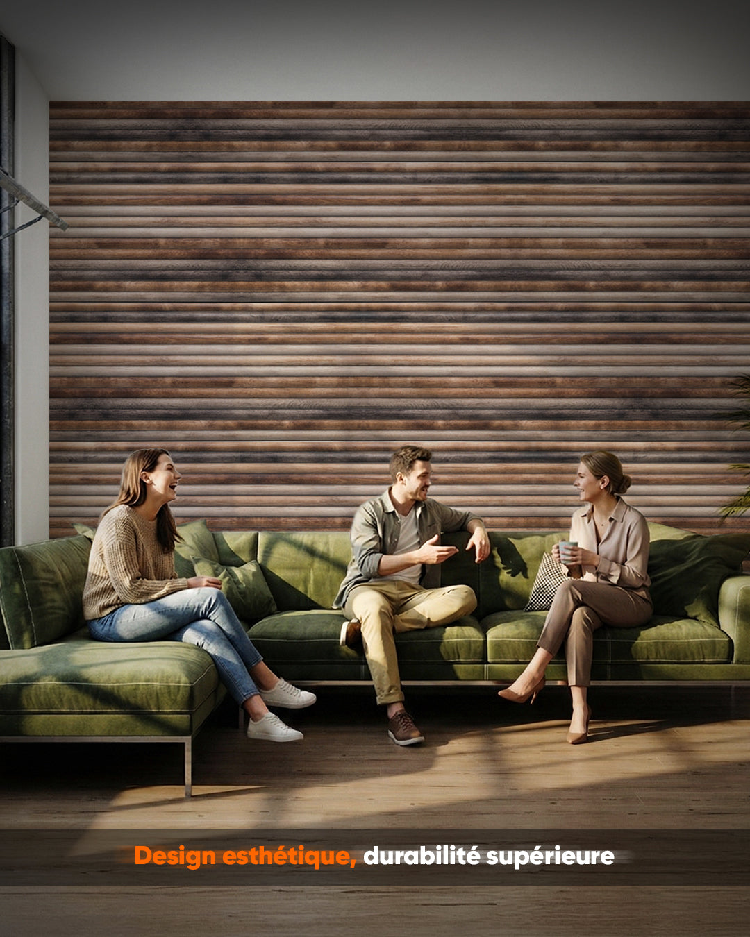 Revêtement mural effet bois 50×100×2 cm | Panneaux muraux 3D en polystyrène | Rustic Wood OP-02