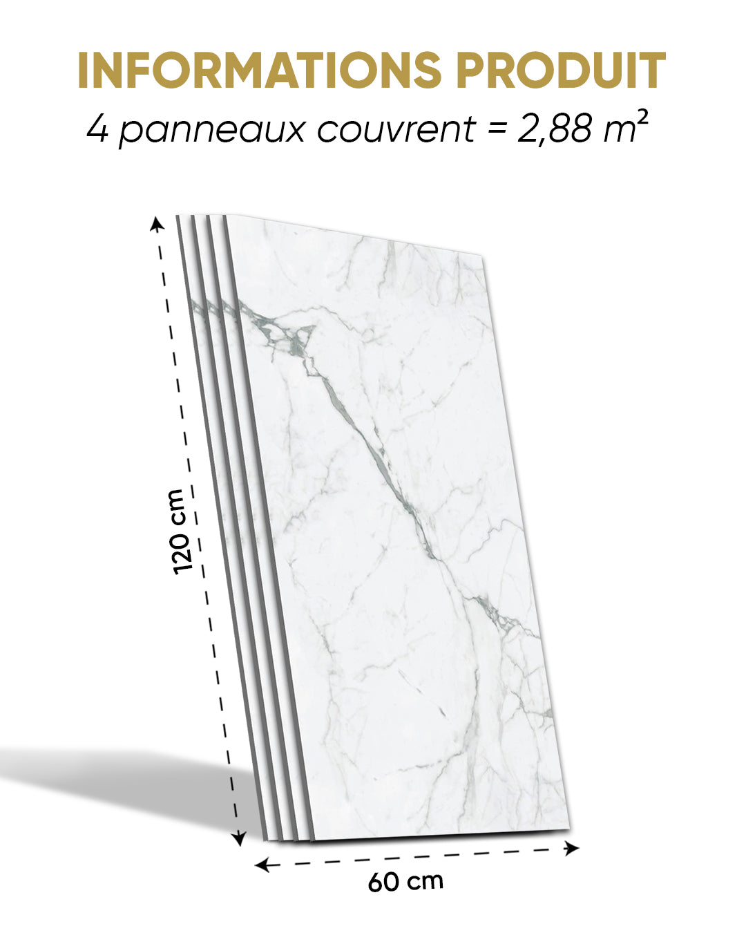 SPC Panneau Mural Blanc 60x120 cm – Carrara Marmor