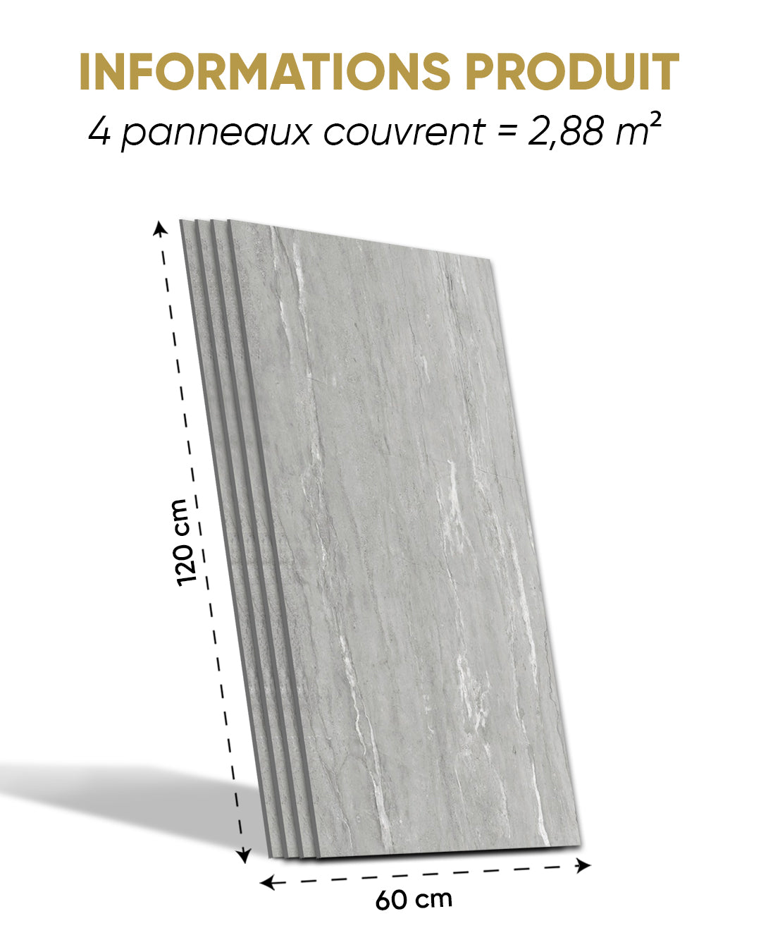 SPC Panneau Mural Gris 60x120 cm – Silberne Nebel