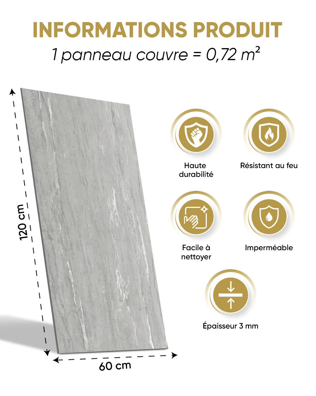 SPC Panneau Mural Gris 60x120 cm – Silberne Nebel