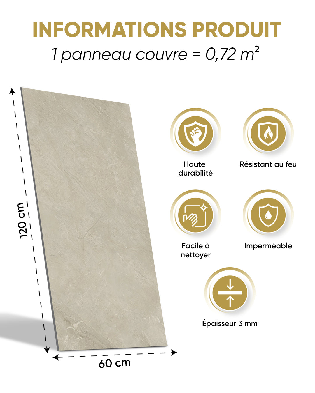 SPC Panneau Mural Gris 60x120 cm – Sandstein Beige