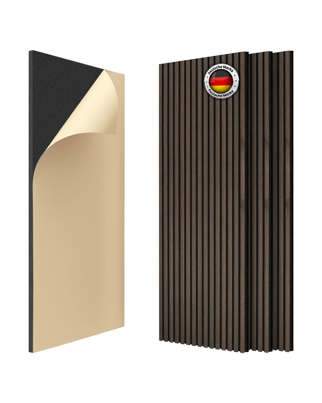 Panneaux Muraux Acoustiques en Feutrine – Set de 4 – 120×60×2,1 cm – Smoke Walnut