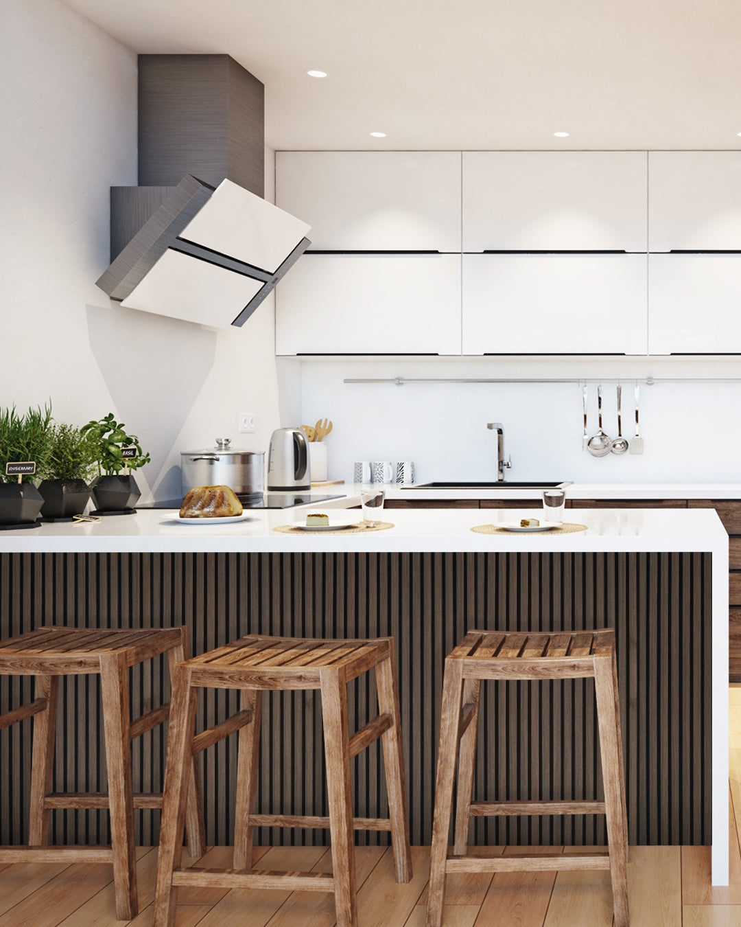 Panneaux Muraux Acoustiques en Feutrine – Set de 4 – 120×60×2,1 cm – Smoke Walnut