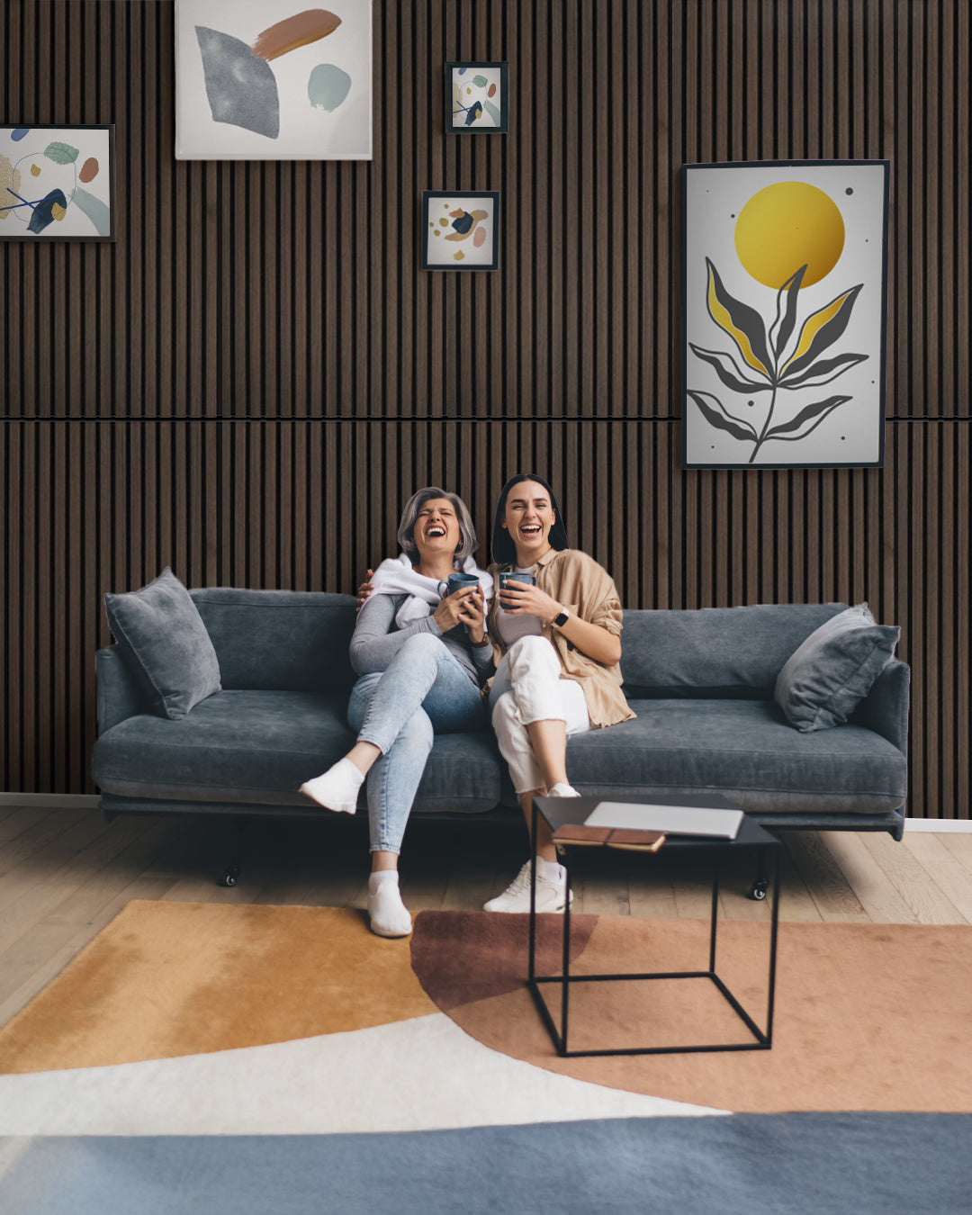 Panneaux Muraux Acoustiques en Feutrine – Set de 4 – 120×60×2,1 cm – Smoke Walnut