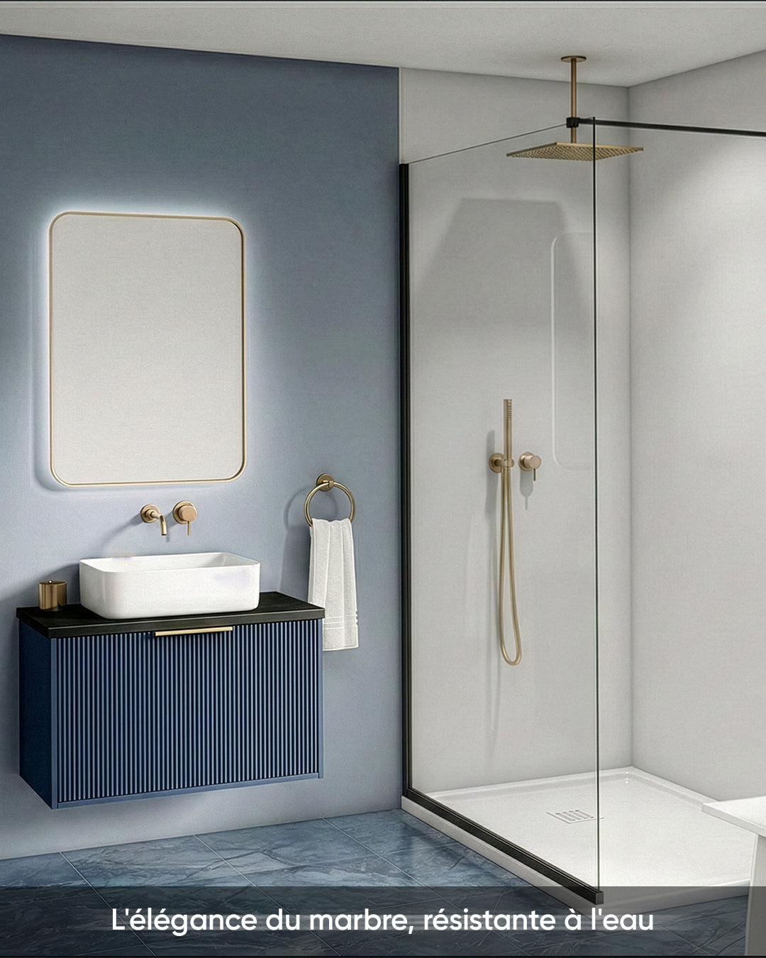 Marbre Alternative au carrelage de salle de bains/cuisine Swan White