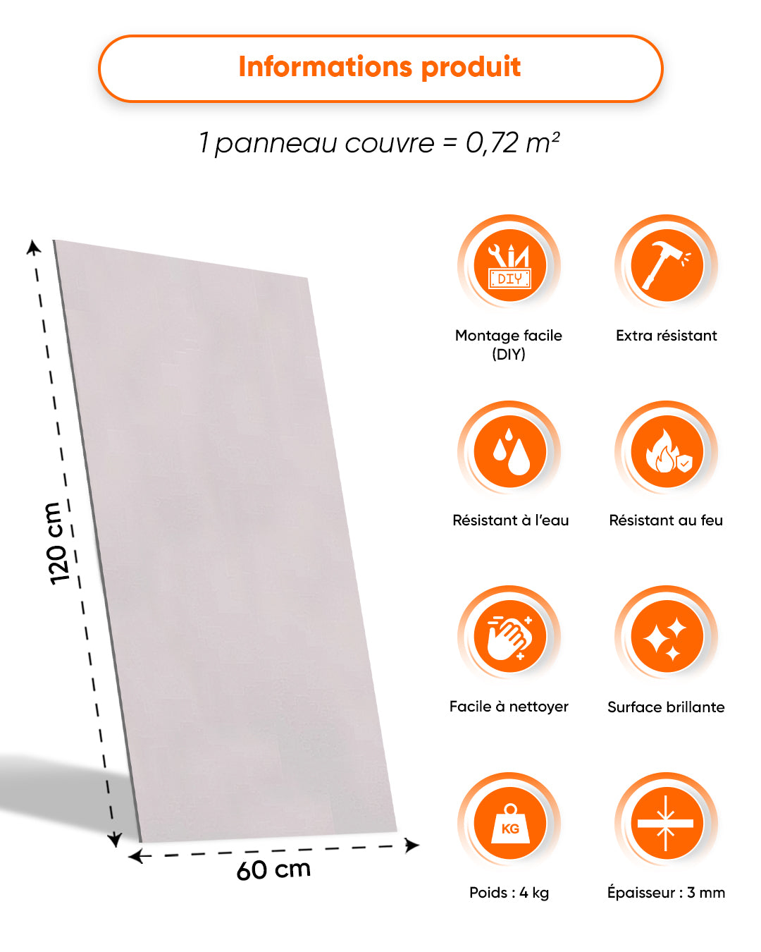 Marbre Alternative au carrelage de salle de bains/cuisine Swan White