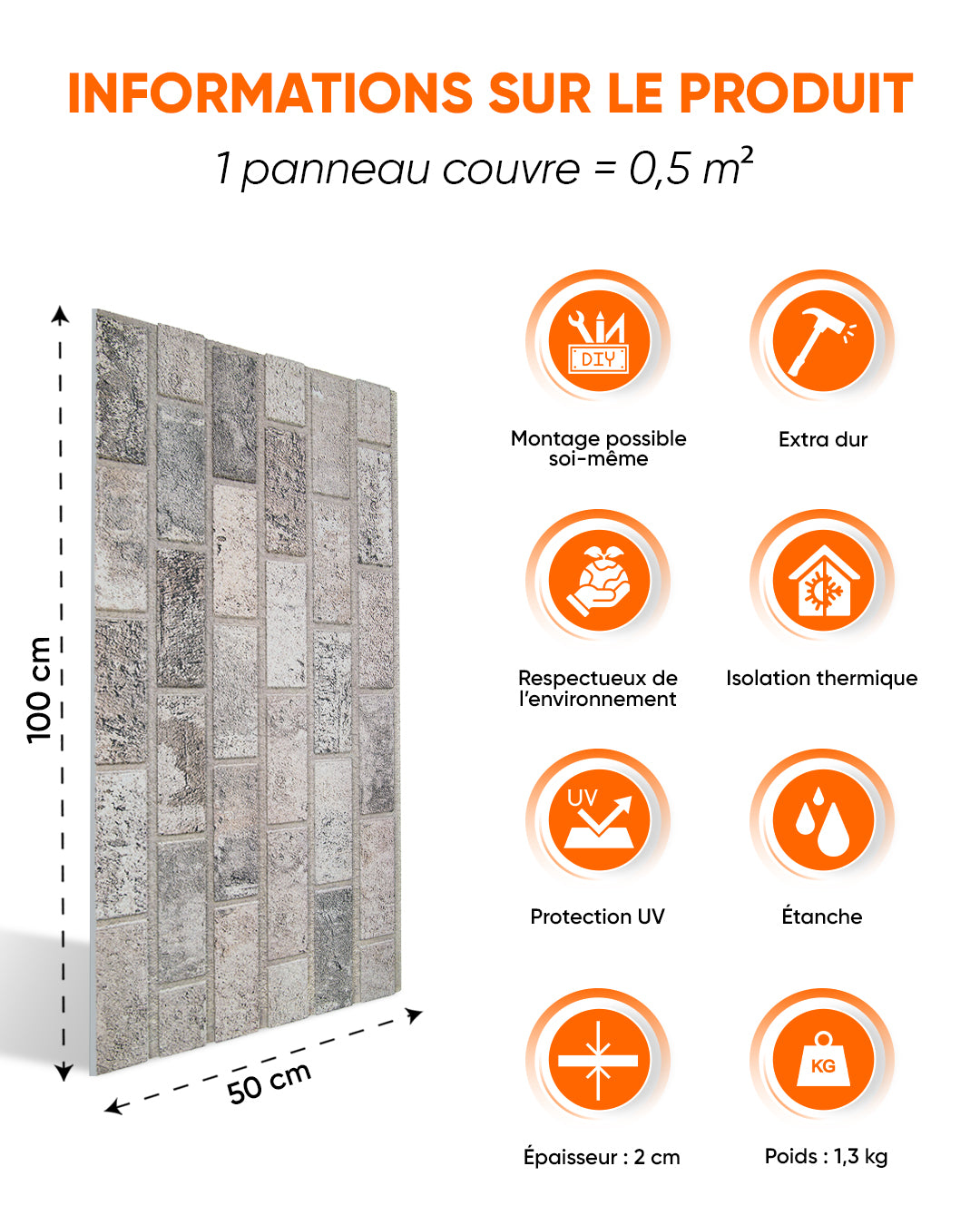 Beige Dream 100X50CM ARTICLE: T-1902 REVÊTEMENT MURAL 3D BRICOLAGE