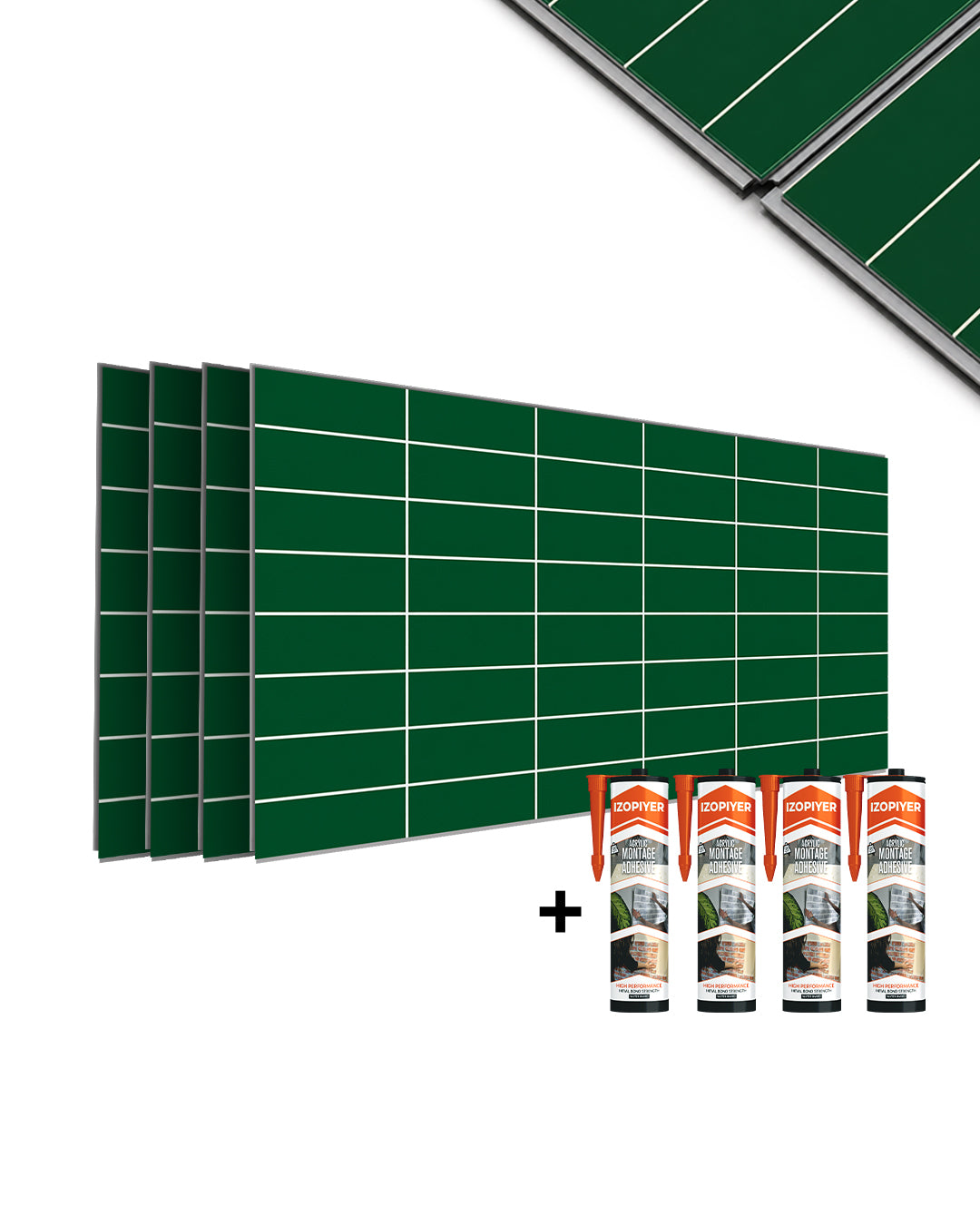 Panneau mural SPC 60x120 cm | Revêtement mural étanche | Tiefe Grünlinie