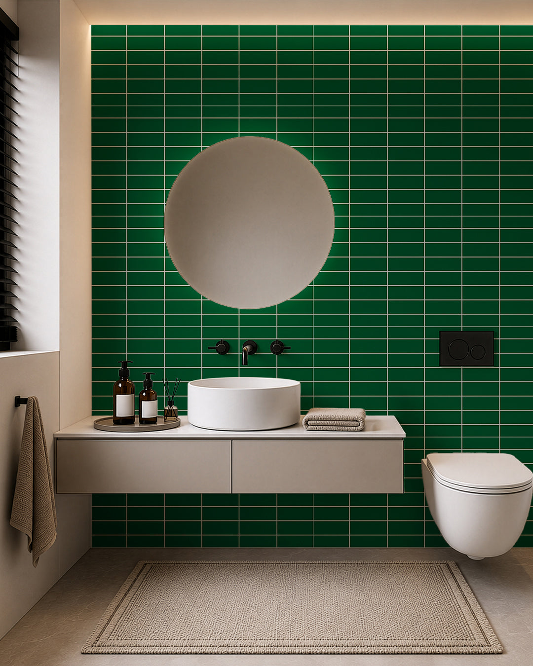 Panneau mural SPC 60x120 cm | Revêtement mural étanche | Tiefe Grünlinie