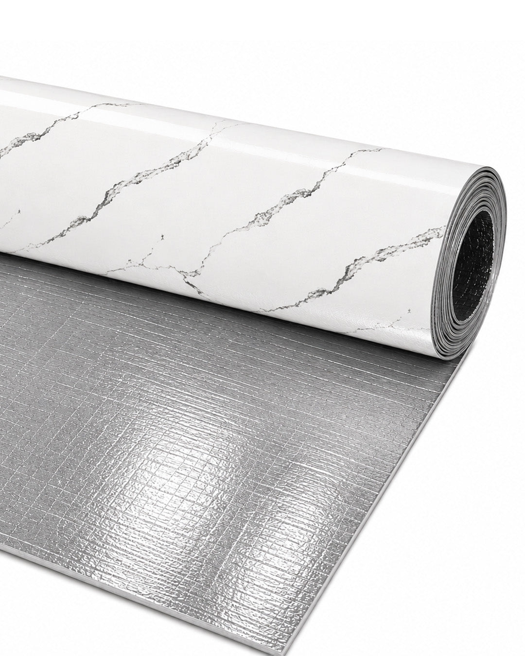 Revêtement mural effet marbre 120×300 cm - épaisseur 2,5 mm | Autocollant, flexible & enroulable | Silver Vein Marble