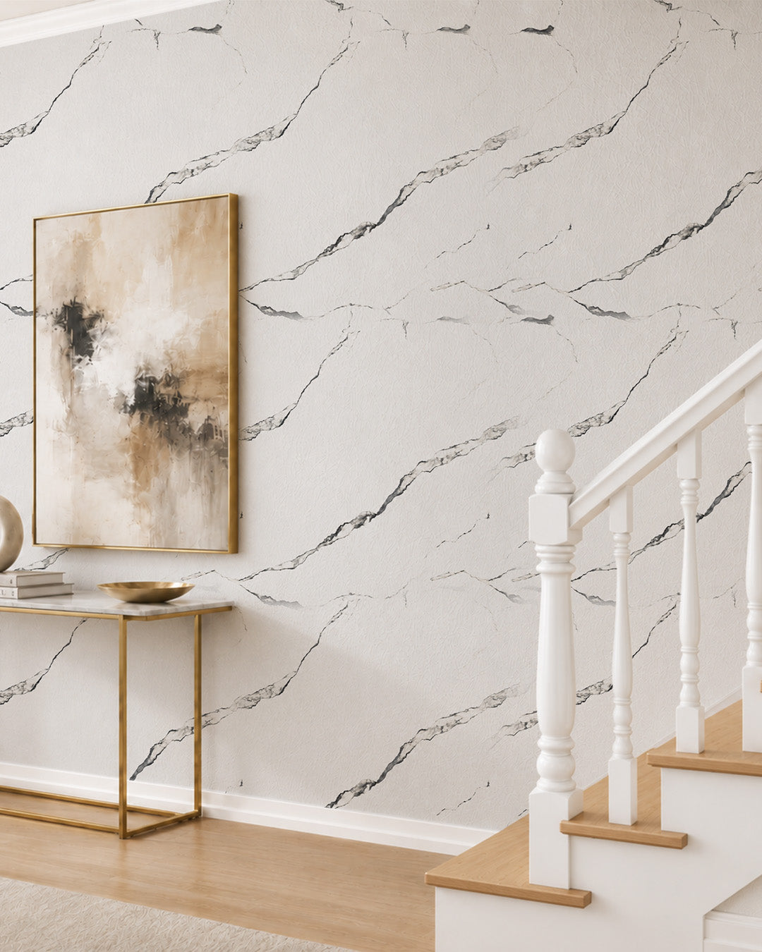 Revêtement mural effet marbre 120×300 cm - épaisseur 2,5 mm | Autocollant, flexible & enroulable | Silver Vein Marble