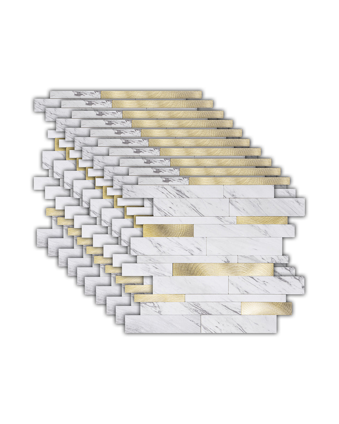 Carrelage mural en mosaïque carrelage mural auto-adhésif | Gold And White Mosaics WJS-3144