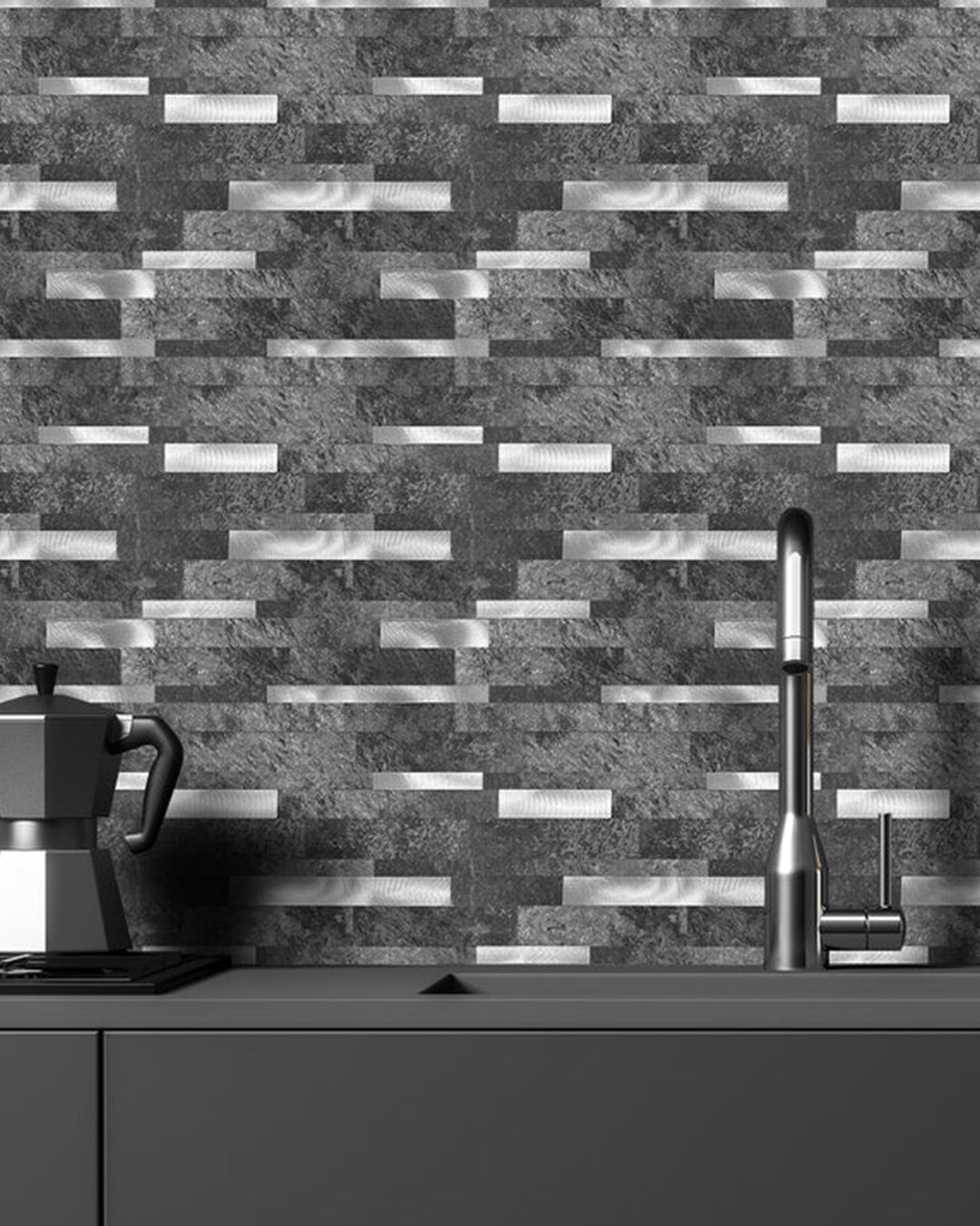 Carrelage mural en mosaïque carrelage mural auto-adhésif | Modern Grey-White Mosaics WJS-3166