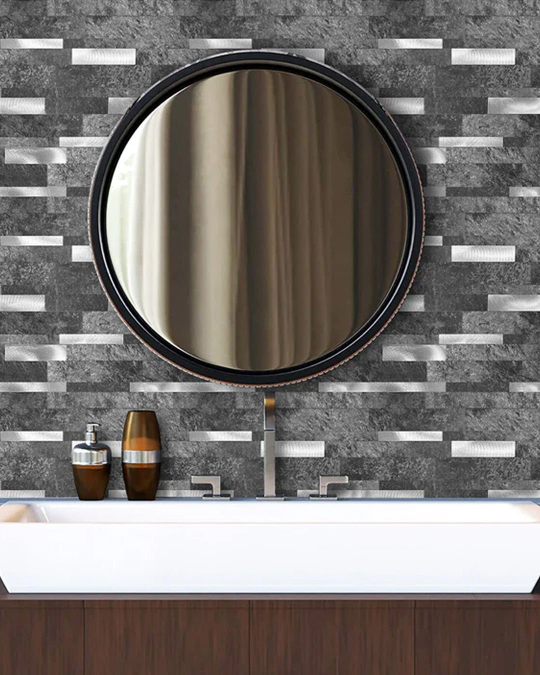 Carrelage mural en mosaïque carrelage mural auto-adhésif | Modern Grey-White Mosaics WJS-3166