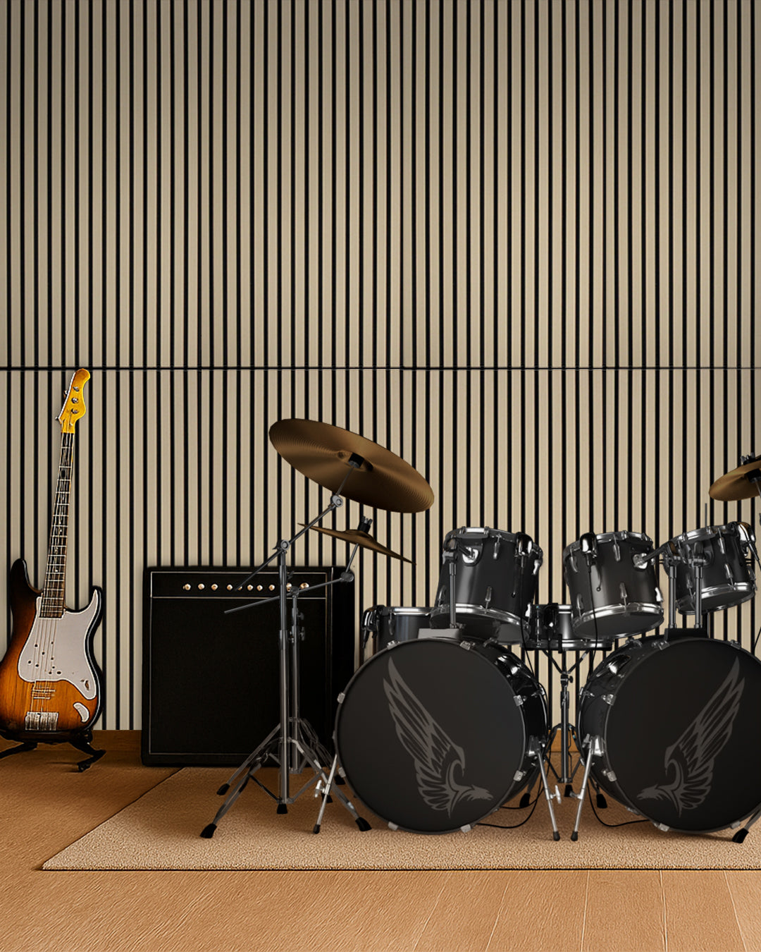 Panneaux Muraux Acoustiques en Feutrine – Set de 4 – 120×60×2,1 cm – White Oak