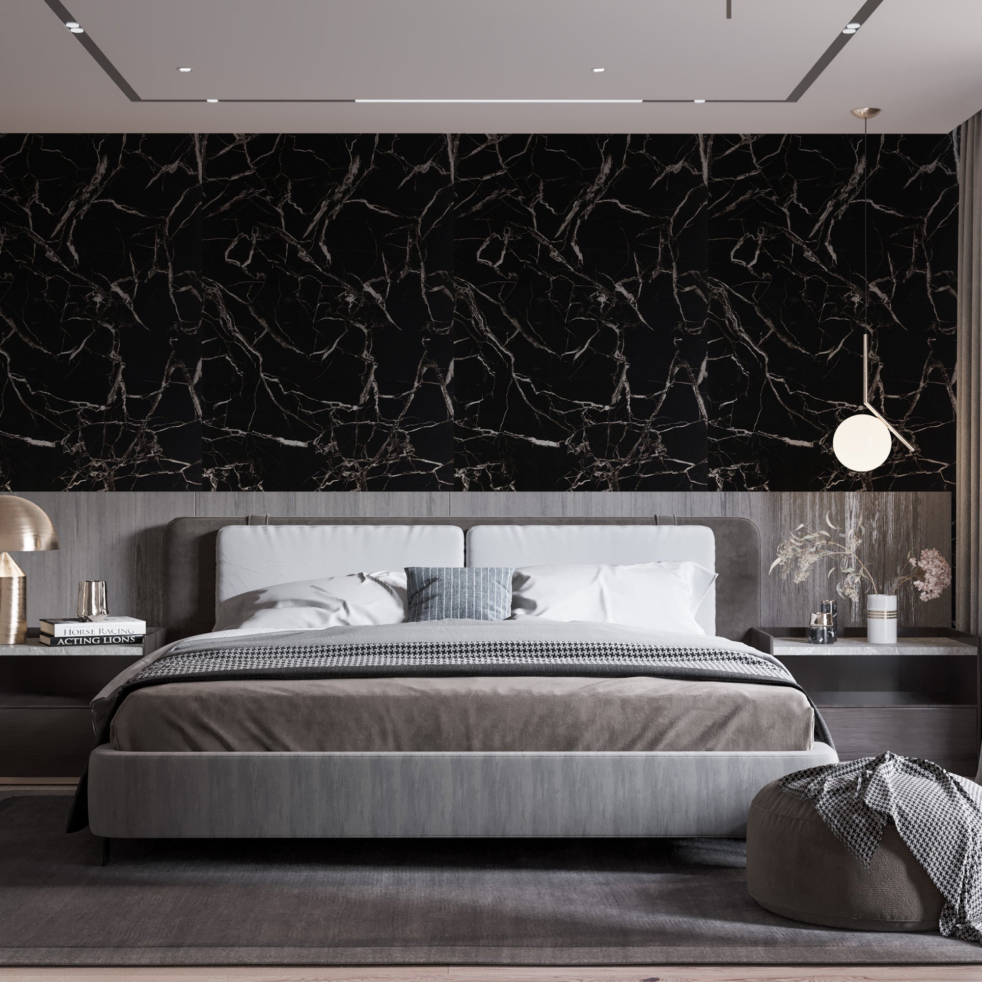 Marbre Alternative au carrelage de salle de bain/cuisine Black White